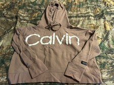 Calvin Klein Women's Short Hoodie Size M Brown. Long Sleeve.