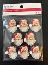 RECOLLECTIONS DIMENSIONAL STICKERS CHRISTMAS SANTA 8 PC HOLLY JOLLY EMBELLISH
