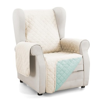 Ambar Upholstered Sofa Cover - 1 Seater - Beige/Aquamarine