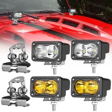 2x A-Pillar Hood Mounting Brackets Clamp For LED Pods Work Light Bar OffRoad 4WD