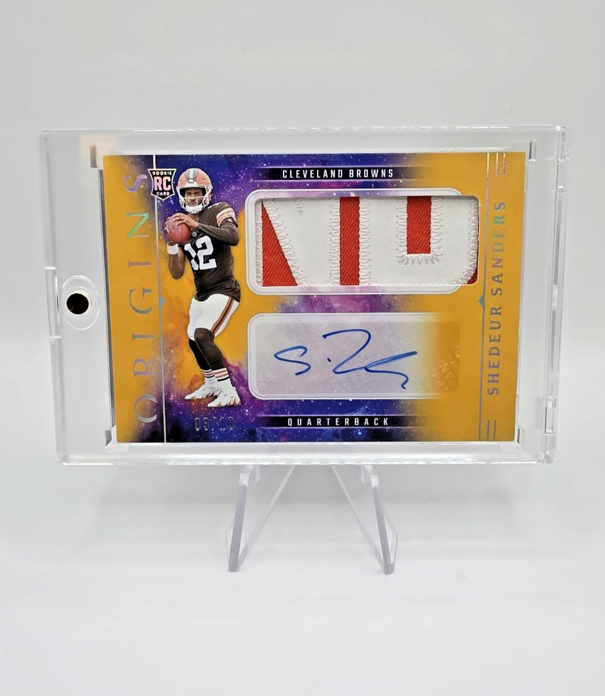 2025 Panini Origins Origins Shedeur Sanders Rookie Patch Auto Gold 3/10 #RJJ-SSS