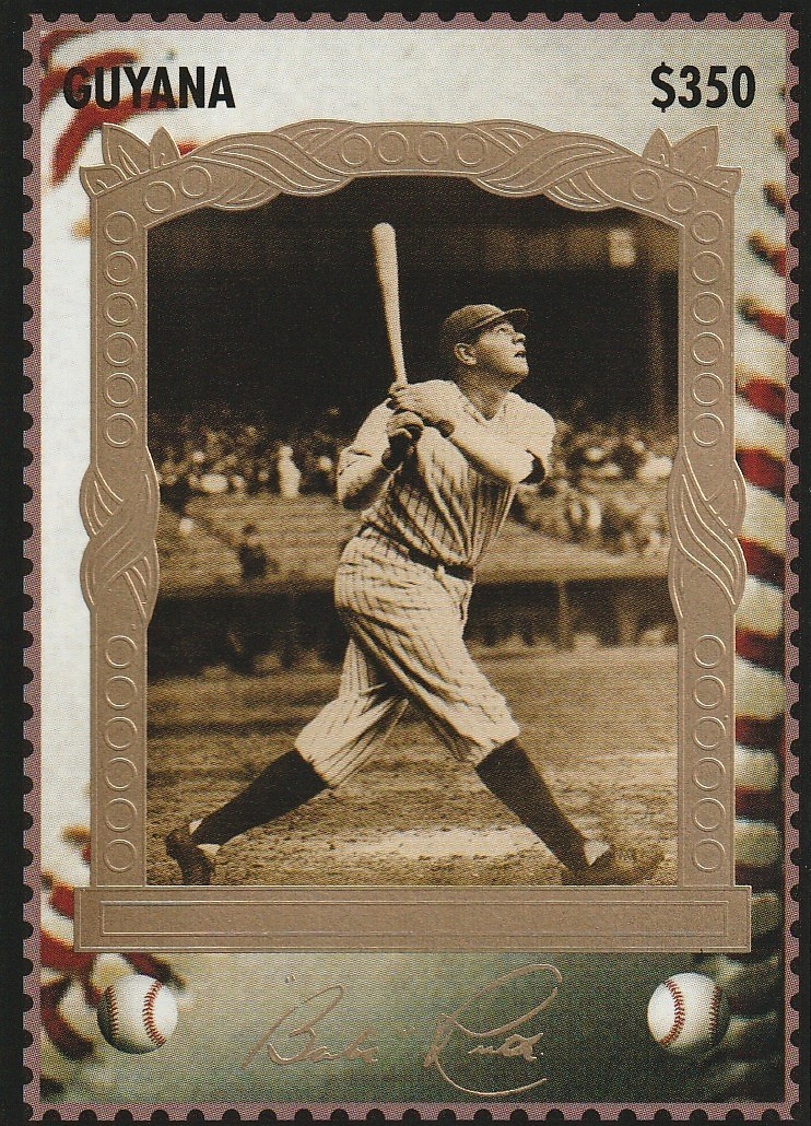 BABE RUTH 1994 Guyana Sultan of Swat Stamp Cards $350 Babe Ruth #8 HOF