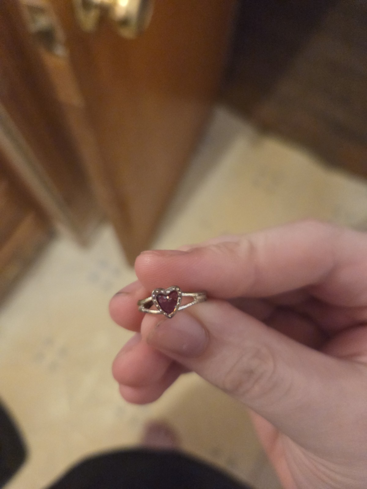 Solid 10k Yellow Gold Red Heart Ruby and Natural … - image 1