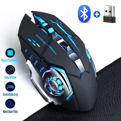Kabellose Bluetooth Maus USB Wiederaufladbar Leise Ergonomisch LED Computer Gaming