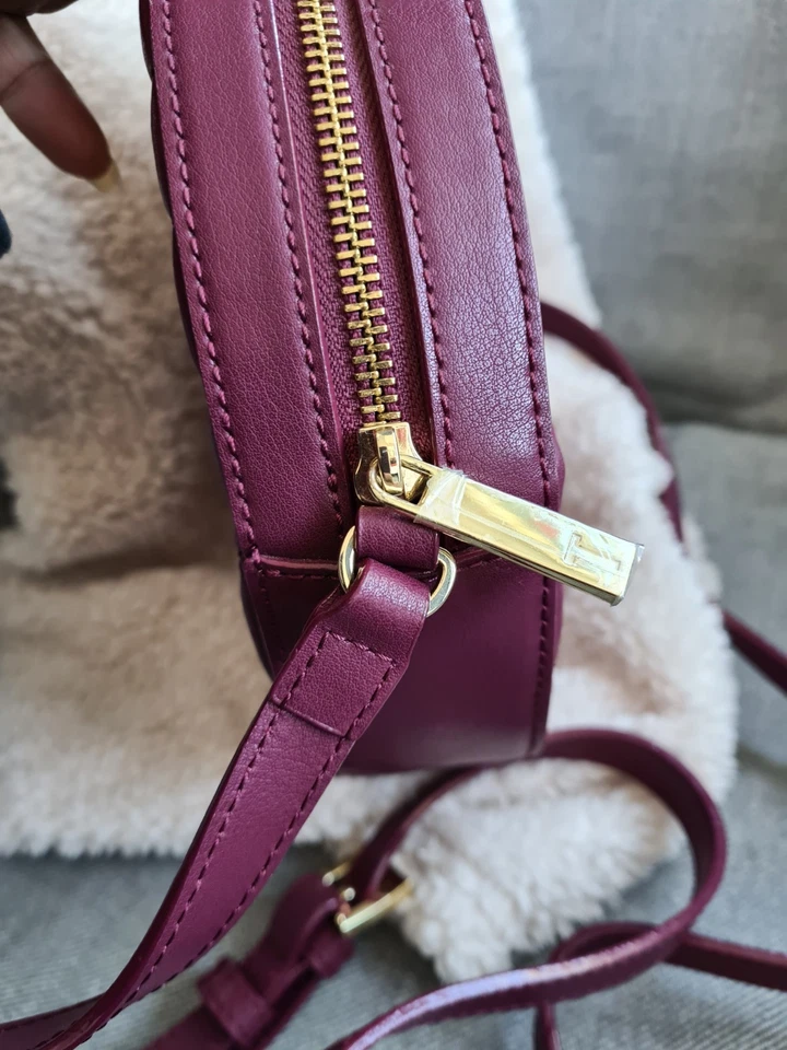 Ted Baker Leather Cirrus Quilted Circle Crossbody Shoulder Bag Dark Red - Image 3 of 4