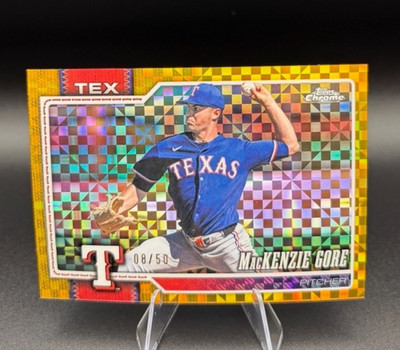 MacKenzie Gore 2026 Topps Chrome Baseball #41 Gold X-fractor /50 Rangers