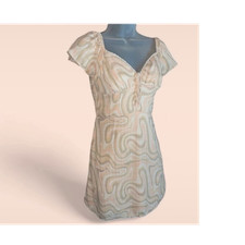 American Eagle Outfitters XS Abstract Mini Dress V-Neck Lace Tie Front