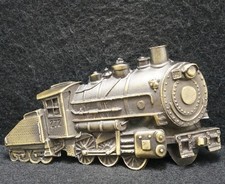 WL03126 NOS VINTAGE 1980 CUT-OUT  TRAIN ENGINE  RAILROAD MENS BELT BUCKLE