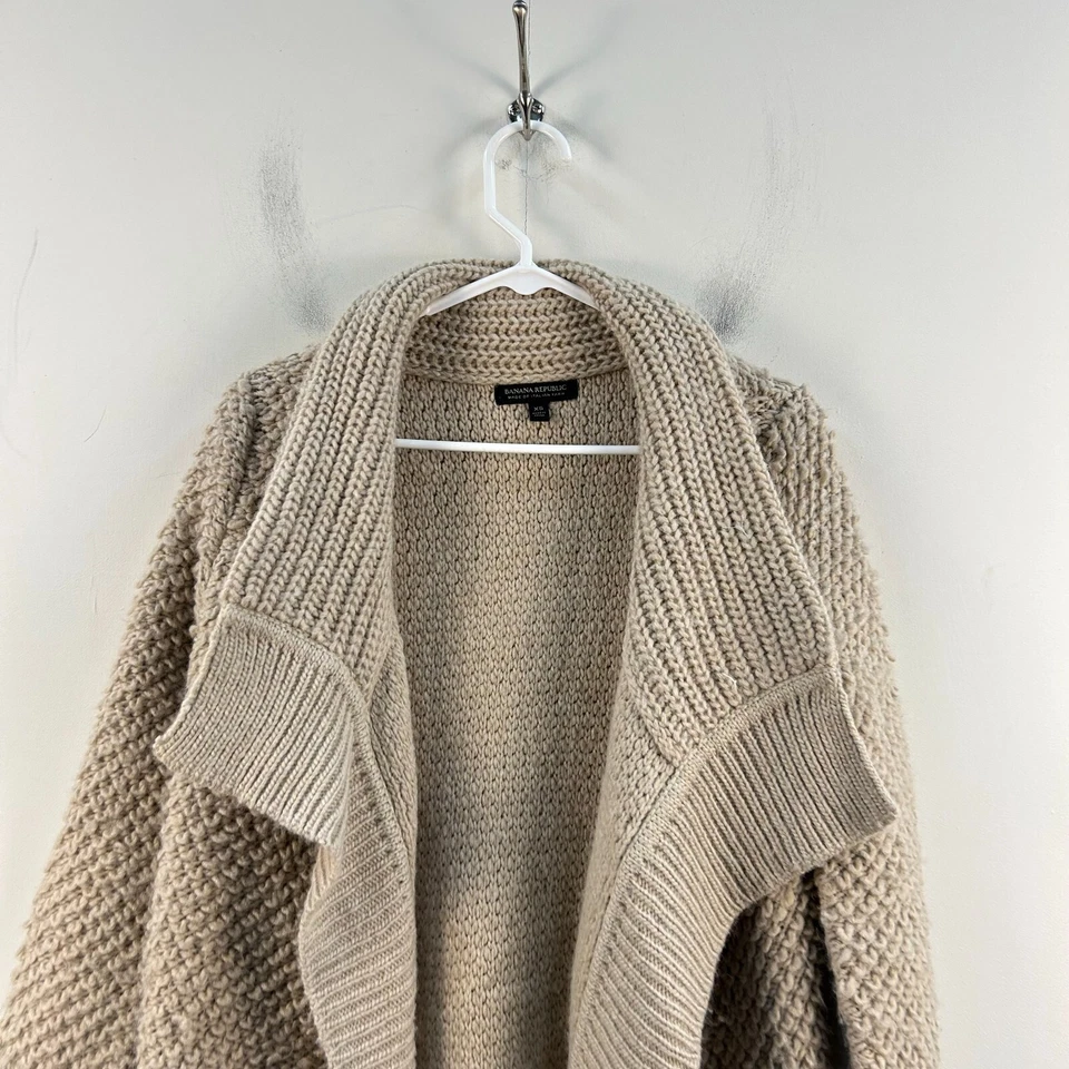 Cardigã Banana Republic Feminino XS Suéter Top Lã Alpaca Textura Nubby 14077 - Imagem 3 de 4