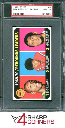 1970 TOPPS #5 ELVIN HAYES-WES UNSELD-KAREEM ABDUL-JABBAR PSA 9 SET BREAK