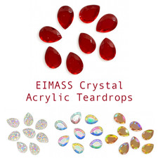 50 x EIMASS® Glue on Flat Back Teardrop Crystals, Pear Shape Rhinestone,