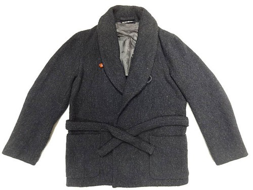 Maison Margiela, Vintage 2002 Martin Margiela Wool Tweed Shawl Collar Gown Coat Size 46 Gray