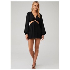 Show Me Your Mumu Go Out Cut Out Mini Dress‎ Black Balloon Sleeves Size XS