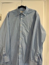 MICHAEL KORS Mens Shirt Size 17 34/35 Long Sleeve Button Up Blue White Plaid