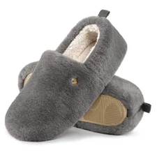  Women's Closed Back Slippers Fuzzy Faux Wool Soft Lightweight 9-10 Ash Gray