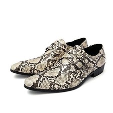Mens Buckle Pointed Toe Oxfords Casual Dress Evening Party Snakeskin Print Shoes