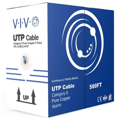500ft Bulk Cat6 Wire, Full Copper Ethernet Cable, 23 AWG, UTP Pull Box SALE