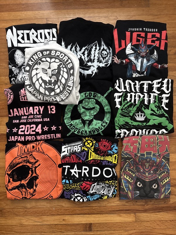 Huge lot of NJPW AEW Stardom Shirts size large WWE Wrestling GCW 