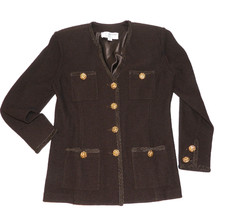 Vintage St. John Collection Marie Gray Santana Knit Forest Brown Jacket
