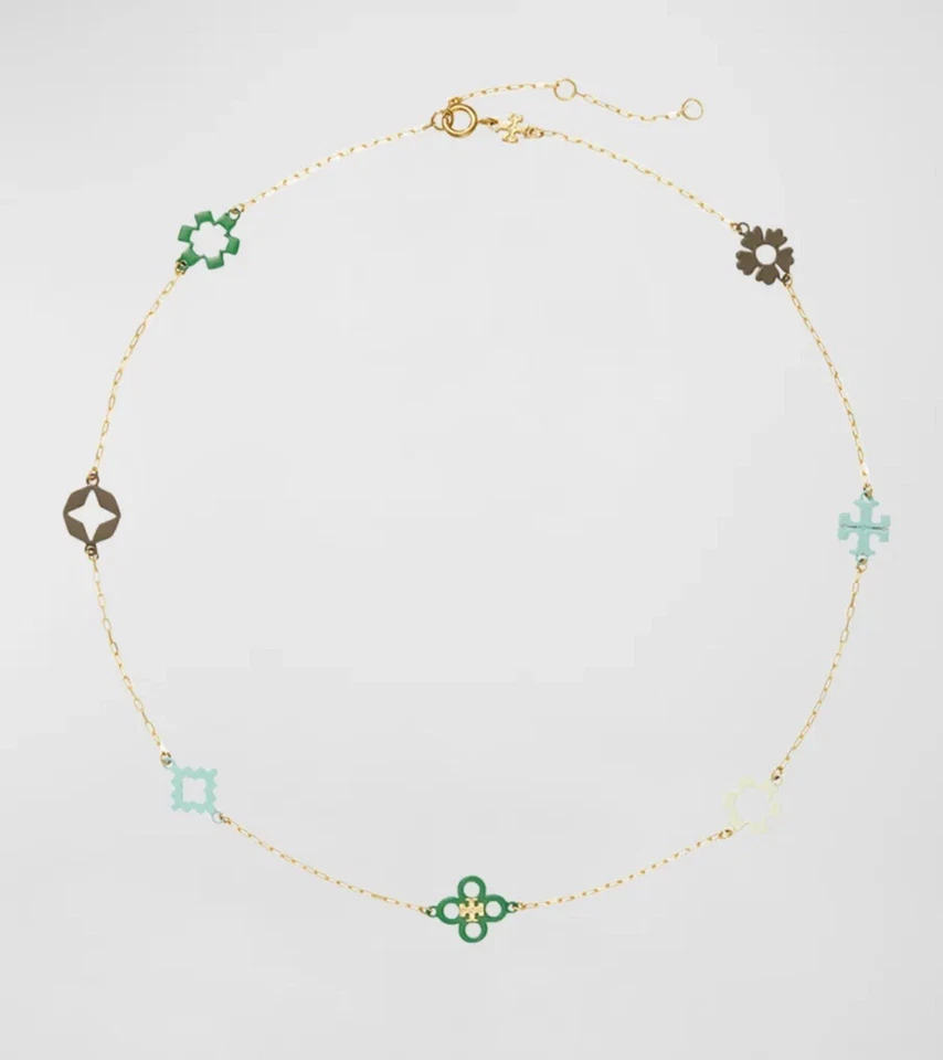 Collar Trébol Tory Burch KIRA ESMALTE 16" Auténtico NUEVO con ETIQUETAS Foto 2 de 4