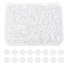 1000pcs 4mm Bicone Glass Crystal Beads, Faceted Beads with Box Pure White AB