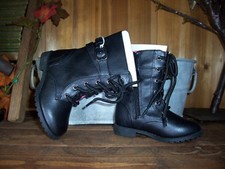 BRASH GIRLS DRESS BOOTS SHOES SIZE 7 BLACK WITH LACES CASUAL BLACK BUCKLE SIDE