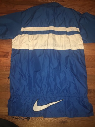 Vintage Nike Nylon Stadium Jacket Windbreaker Blue white stripes big swoosh XL - Picture 5 of 5