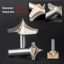 Router Bit 1/4" 1/2" Shank 1/4"-2" Dia Round Corner Solid Carbide Milling Cutter