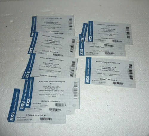 Lot of 12 Concert Tickets A.F.I. Starland Ballroom Oct 2013 S72 - Bild 1 von 3