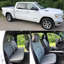 2019 Dodge Ram Crew Cab Big Horn Star Katzkin Black Gray Leather Seat Covers 2019 Dodge Ram Crew Cab Big Horn Star Katzkin Black Gray Leather Seat Covers