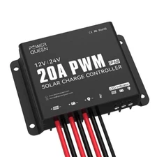 Power Queen 12/24V 20 Amp PWM Solar Charge Controller with Built-in Bluetooth