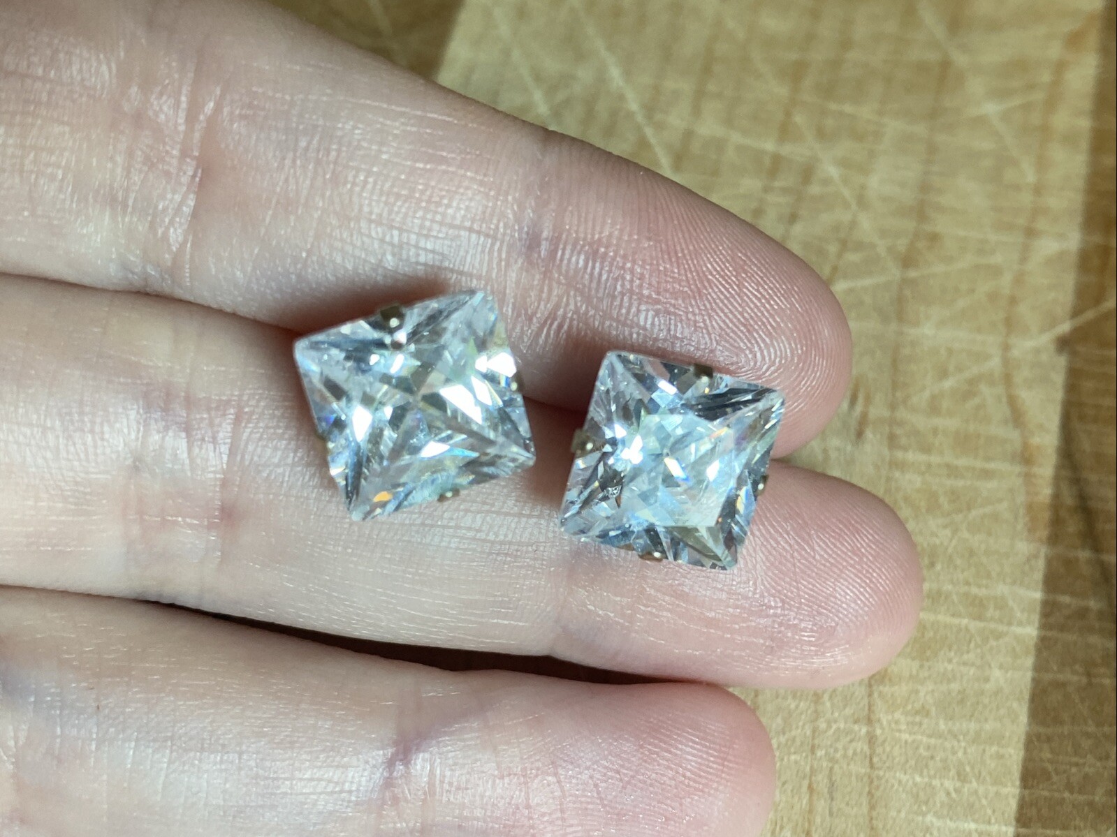 Large Sterling Silver 925 Stud Rhinestone Earrings - image 8