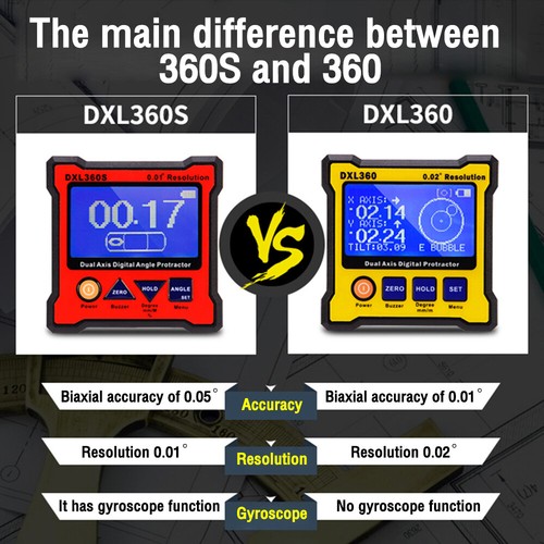 DXL360/DXL360S Dual Axis Inclinometer Digital Angle Protractor Level Meter Gauge - Picture 3 of 26