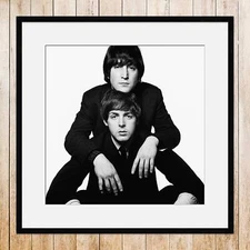 Print of David Bailey with Paul McCartney and John Lennon - Gallery Framed