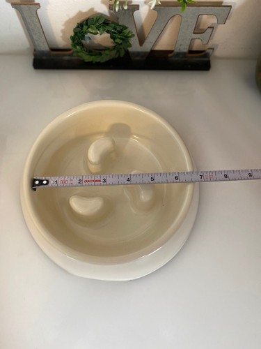 Frisco Cream Melamine Slow Feed Dog & Cat Bowl Size Large 1.5 Cups 7" Non Skid - Picture 13 of 21