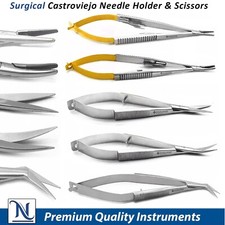 New Castroviejo Micro Scissor Needle Holder Str Cvd Forceps Dental Eye