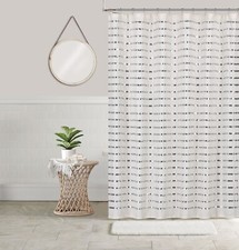 Coco Fabric Shower Curtain with Metallic Silver Sequins