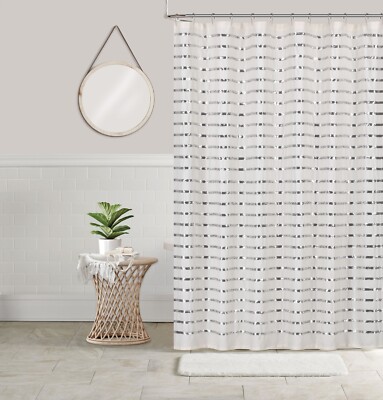 Coco Fabric Shower Curtain with Metallic Silver Sequins