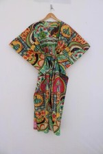 Cotton Kaftan Multi Vegetables Print Indian Women Clothing Night Gown Maxi Dress
