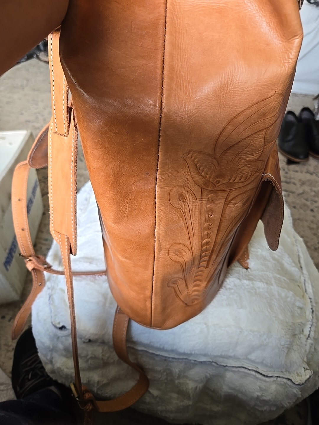 GENUINE HAND TOOLED LEATHER BACKPACK BOOKBAG PURS… - image 7