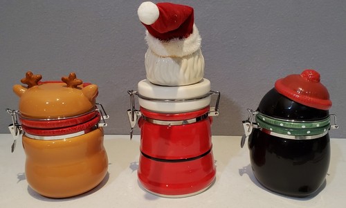 Ceramic Santa Claus, Penguin and Reindeer Jars. All with Bail Wire Closure - Picture 8 of 12