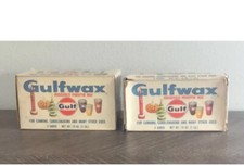 Set Of 2 Vintage GULFWAX Parafin Wax Canning Home Decor Gulf Oil Advertising