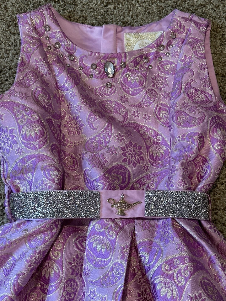 Disney Store Jasmine Dress Aladdin Genie Party Embroidered Designer Purple 9 10 - Image 2 of 4