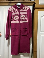 Ben Sherman Vintage Hooded Cardigan Coat Burgundy/pink. Full Zip And Pockets