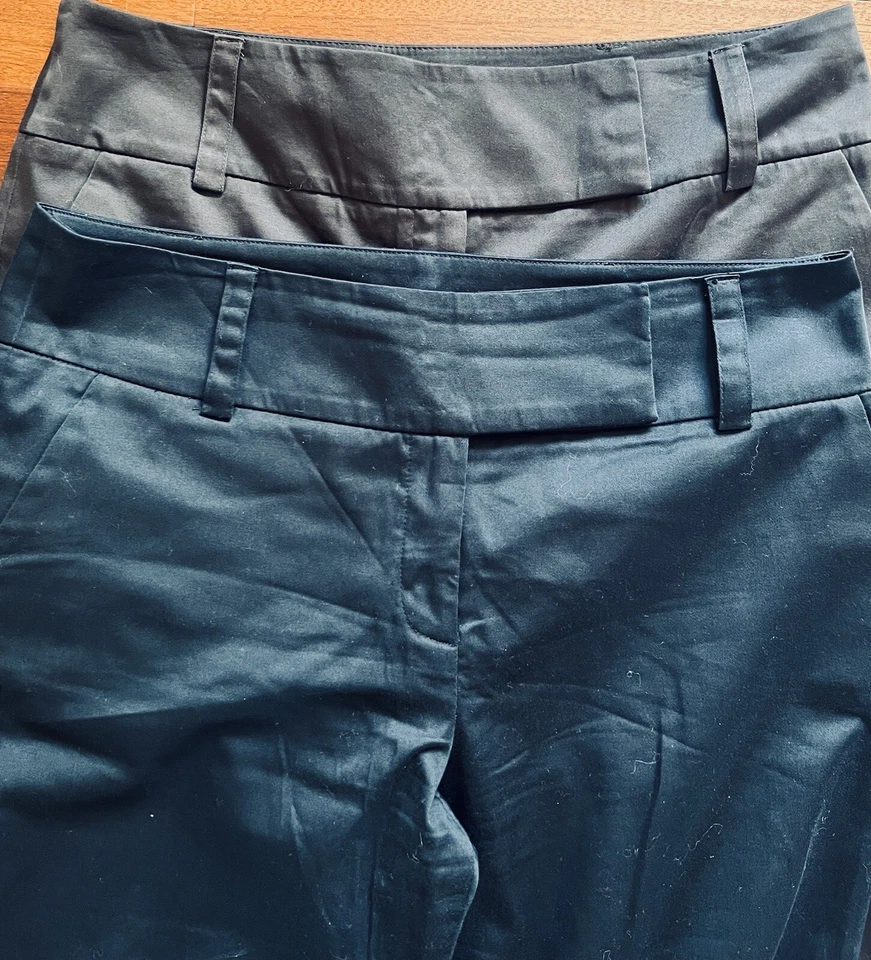 Nuevo 2 pares de pantalones carpi elásticos AB Studio Vision para mujer talla 8 negros y marrones Foto 3 de 4