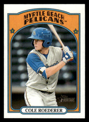 2021 Topps Heritage Minor League #142 Cole Roederer Card Myrtle Beach Pelicans