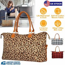 Women Weekend Overnight Bags Canvas Leather Duffle Bag Travel Tote Shoulder Bag