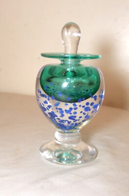 signed Young & constantin hand blown studio art glass scent perfume bottle jar 