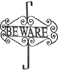 Beware Wreath Hanger, Halloween Collection, 16 Inches