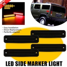 For 2003-2009 HUMMER H2 Smoked LED Side Marker Light Front Rear Set Amber Red 4X